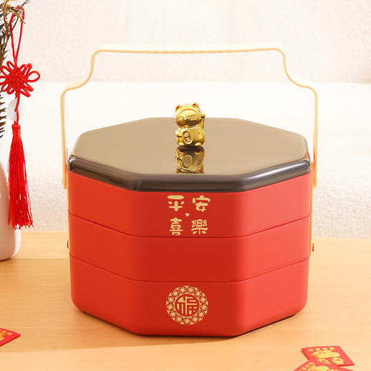 【喜庆佳品！招财猫零食收纳盒】新年糖果盘家用客厅茶几水果盘干果坚果盘乔迁之喜新款新中式，一盘多用，满足您多样化需求。ry 商品图6