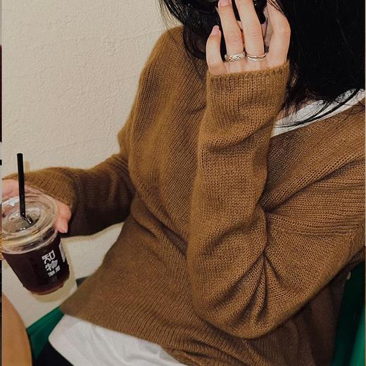 【顺丰包邮】44659 洛诗琳小浣熊无缝V领套头羊毛上衣女3397 商品图3