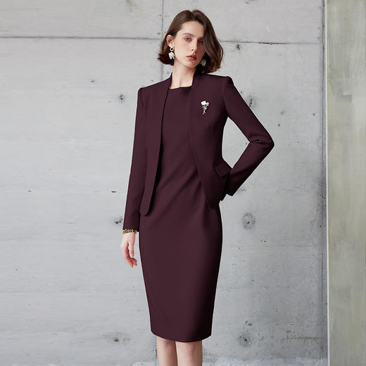 AD安可拉红色西装连衣裙两件套女士职业装2024新款公务员工作服秋 商品图3