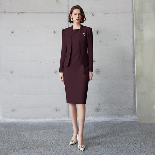 AD安可拉红色西装连衣裙两件套女士职业装2024新款公务员工作服秋 商品图0