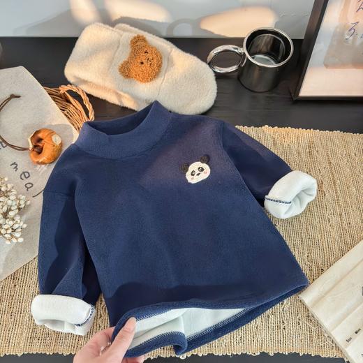 【福利39.9/件】儿童半高领打底衫秋冬男女童加绒加厚保暖抓绒衣长袖内搭上衣 商品图6