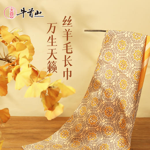 牛首山万事利联名禅境山水双面印花方巾敦煌风绸丝巾方巾复古优雅 商品图0