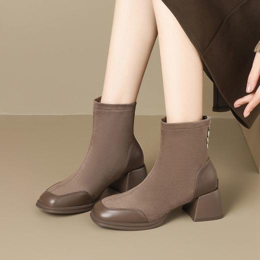 ZHR则则时尚气质厚底增高短靴时装靴子2024新款百搭通勤优雅女鞋 商品图7