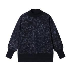 WY409秋冬季新款美式复古大理石纹印花立领卫衣宽松潮流时尚长袖