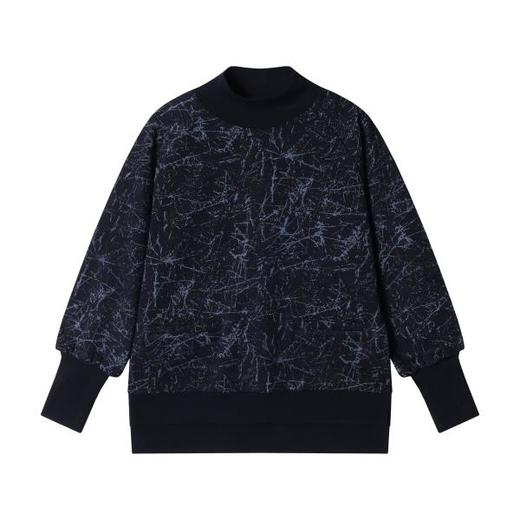 WY409秋冬季新款美式复古大理石纹印花立领卫衣宽松潮流时尚长袖 商品图0