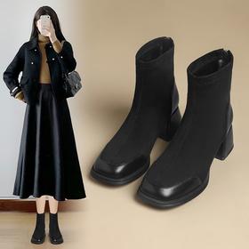 ZHR则则时尚气质厚底增高短靴时装靴子2024新款百搭通勤优雅女鞋