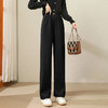 奢姿2024年冬季新款大码女装简约松紧长裤胖妹妹直筒拼接休闲裤9944569362 商品缩略图2