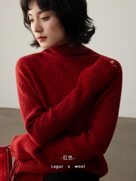 2024无缝一体100%羊毛浆果紫色系高领打底衫内搭上衣外穿毛衣羊毛衫女款！ 商品图5