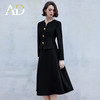 AD高级感小V领西装套装裙女2024新款短外套收腰西服裙子两件套秋 商品缩略图3