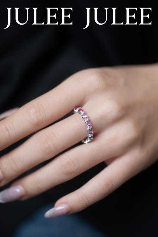 JULEE JULEE茱俪珠宝  18K白金彩虹蓝宝石戒指 商品图5
