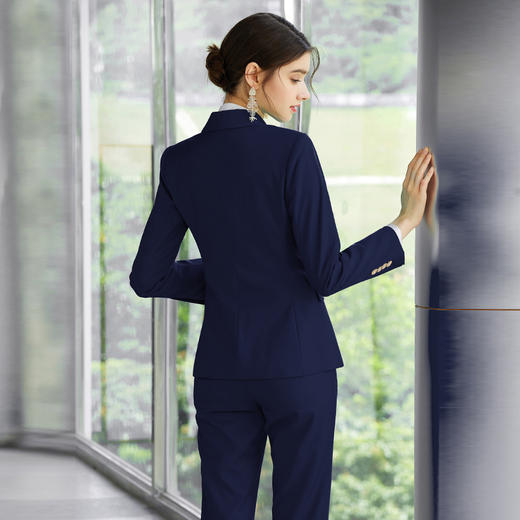 AD正装女套装春季藏青色工作服气质青果领西装套裤时尚商务职业装 商品图8