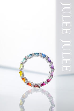 JULEE JULEE茱俪珠宝  18K白金彩虹蓝宝石戒指