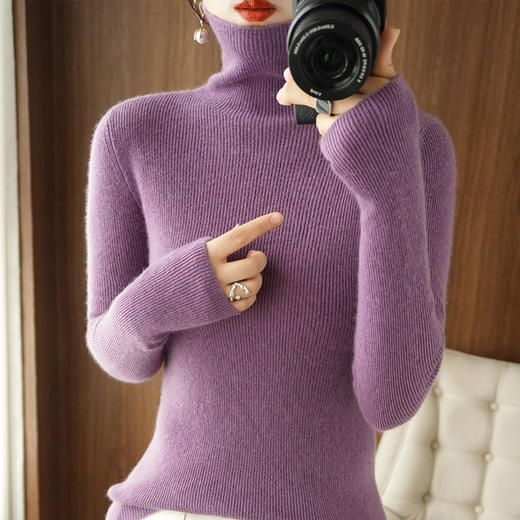 拍1发2件 秋冬季新款女装女士修身上衣针织衫毛衣女休闲服饰长袖打底衫 商品图3