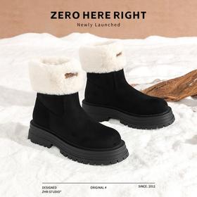 ZHR则则加绒保暖雪地靴厚底羊毛绒女鞋2024冬季百搭防寒防滑棉鞋