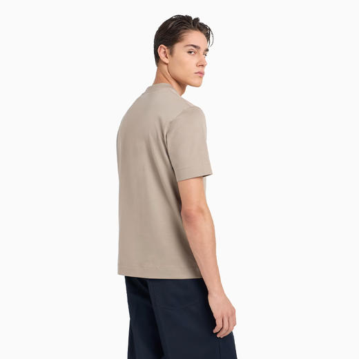 EMPORIO ARMANI 阿玛尼 男士 ASV 徽标压纹贴片轻质平纹针织圆领短袖T恤 土黄色 6D1TD7 1JOCZ 0152 商品图2