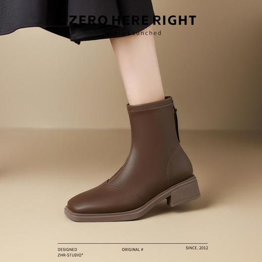 ZHR则则时尚百搭小短靴加绒后拉链瘦瘦靴洋气女靴马丁靴保暖靴子 商品图8