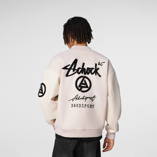 【Achock官方店】美式潮牌复古棒球服外套男新款拼接pu皮夹克衫女 商品图1