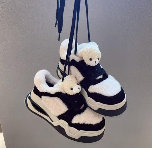 westory2024年秋冬新款休闲风厚底平跟舒适百搭毛毛鞋休闲板鞋W24DM85071 商品图7