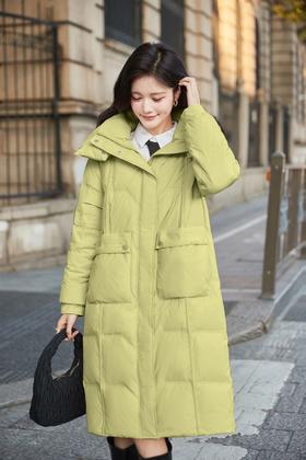 HAYES 绿色长款白鸭绒外套 19734