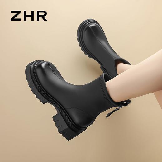 ZHR加绒女鞋复古2024秋冬新款厚底靴女通勤切尔西短靴 商品图4