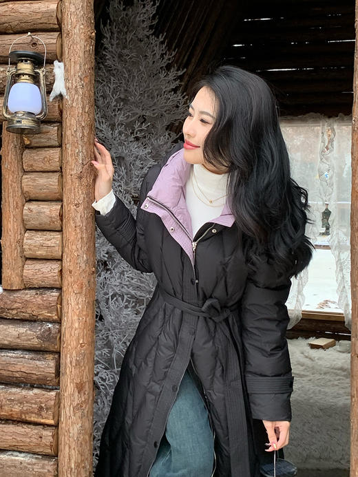 【百图lulu定制】【暖气片羽绒服】双面拼色 收腰显瘦 优雅气质长款羽绒服 商品图1