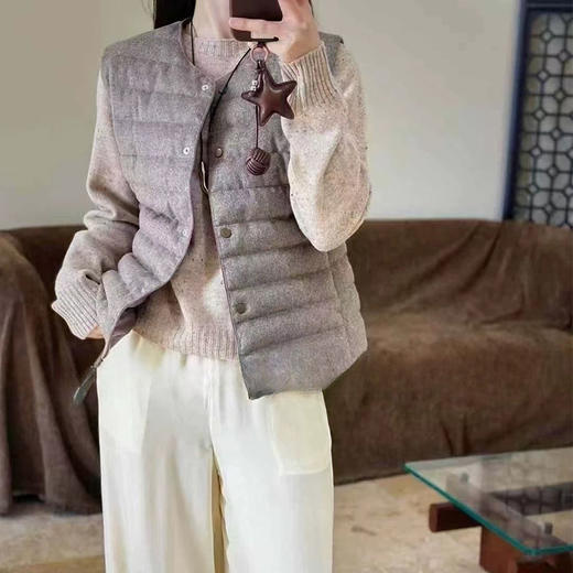 【顺丰包邮】42354 洛诗琳天然原色100%绵羊毛轻薄鹅绒羽绒马甲3607 商品图3