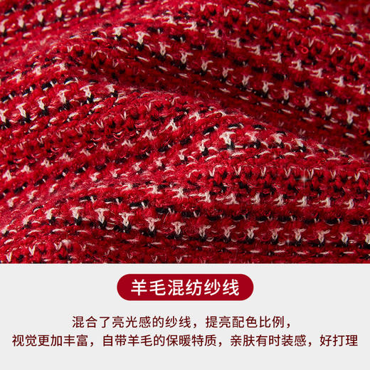 【商场同款】CNR4A99“璀璨冬韵毛开” 温暖氛围感红色 放松小箱型设计不挑身材 羊毛混合亮光感纱线 点缀金属扣 小香风毛开衫 商品图12
