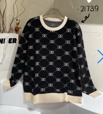 QG21739#撞色提花圆领针织衫 商品图0