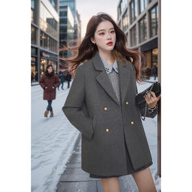 奢姿2024年冬季新款大码女装洋气西装领上衣胖妹妹休闲夹棉外套