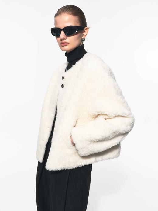 白色羊毛短外套 商品图0