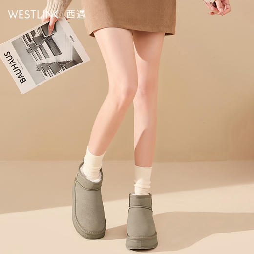 西遇冬季雪地靴女加绒厚底新款短筒棉靴子加厚保暖东北大棉鞋V4147878 商品图3