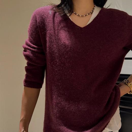 【顺丰包邮】44659 洛诗琳小浣熊无缝V领套头羊毛上衣女3397 商品图1