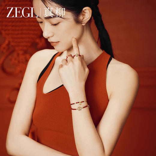 ZEGL真柳设计师小红花系列红玛瑙手链石榴石手串女红色串珠手饰品 商品图4