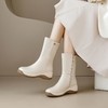 【预售5天】白色靴子女秋冬季新款厚底不累脚女鞋平底加绒女靴坡跟真皮短靴XPJ&8974 商品缩略图1