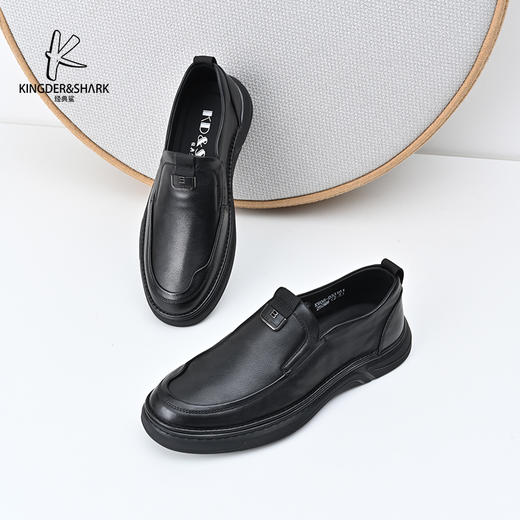 经典鲨2024年秋季新款男士平底舒适正装商务皮鞋KW08-D33161 商品图0