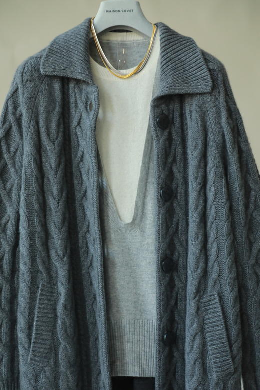 MAISON COVET 纯山羊绒重工绞花大衣外套 商品图9