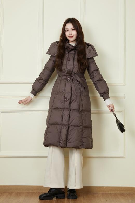 HAYES 咖色收腰百搭长款羽绒服 19795 商品图0