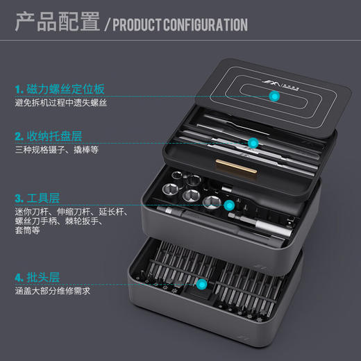 吉米家居100合1螺丝刀套装 多功能家用拆机精密维修工具 花间阅FM3 商品图0