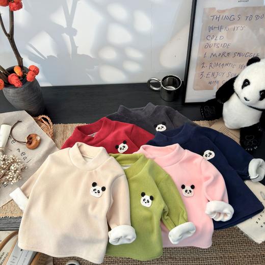 【福利39.9/件】儿童半高领打底衫秋冬男女童加绒加厚保暖抓绒衣长袖内搭上衣 商品图2