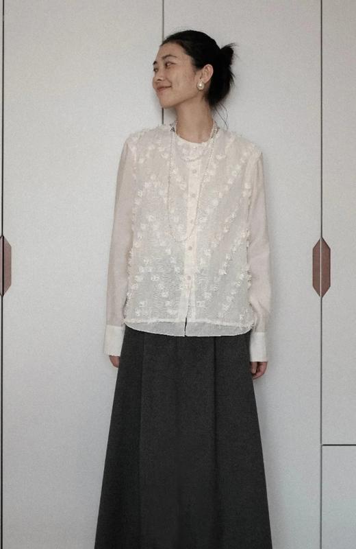 LPIUTY品牌直发⚠️月光白茶剪花流苏衬衫 A0262099 商品图11