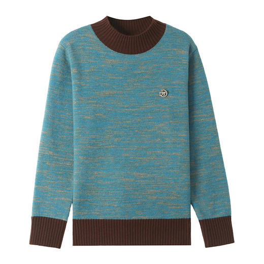 CC-101-98979半高领厚款毛衣女秋冬2024新款拼色羊毛针织衫内搭慵懒打底衫上衣 商品图4