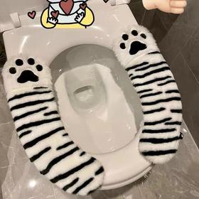 【超可爱！毛绒卡通粘贴式马桶垫】冬季高级羊羔绒又可爱马桶坐垫，亲肤绒面优选面料亲肤舒适，防水坐便器垫圈套家用QQ