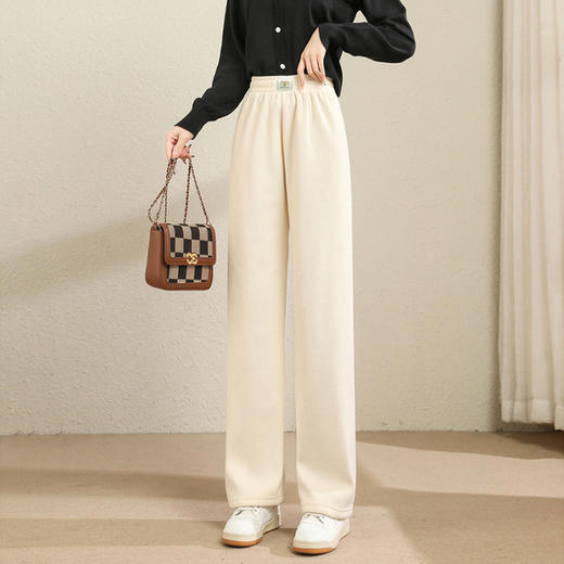 奢姿2024年冬季新款大码女装简约松紧长裤胖妹妹直筒拼接休闲裤9944569362 商品图1