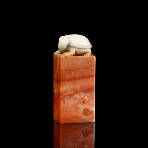 孤品2024008：手工精雕老挝石俏色龟钮扁章-2.2*3.0*7.5cm练字落款送礼佳品 商品图0