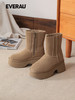 EVERAU潮酷【人鱼跟】厚底增高显瘦靴筒内里羊毛女士秋冬雪地靴UEA3015 商品缩略图5