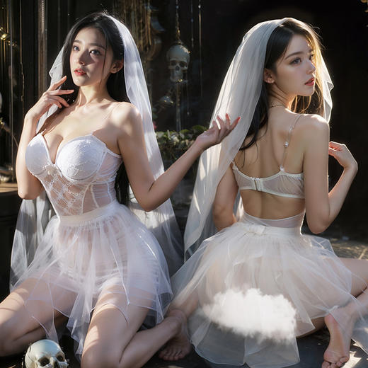 钢圈胸垫透视网纱蓬蓬裙6424 商品图3