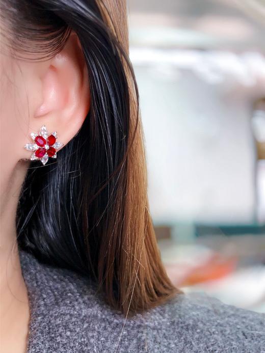 1.6ct刻面红宝石耳钉 商品图4