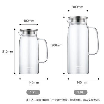 乐扣乐扣（LOCK&LOCK）凉水壶耐热玻璃泡茶柠檬水果水杯子带把家用大容量玻璃茶水杯1.2L 商品图0
