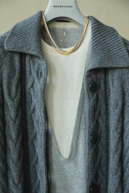 MAISON COVET 纯山羊绒重工绞花大衣外套 商品图11