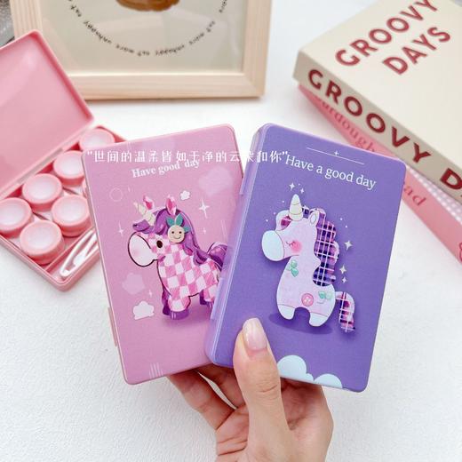 新款可爱卡通美瞳盒伴侣盒隐形双联眼镜盒8086四副装【图案混发】 商品图2